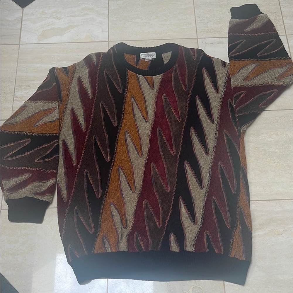 Vntg Norm Thompson Tundra Coogi Hip Hop  Sweater with 3D Geometric Pattern